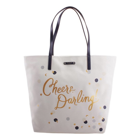 kate spade Handbags - KATE SPADE NEW YORK "Cheers Darling" Chestnut Street Bon Shopper Bag White Multi
